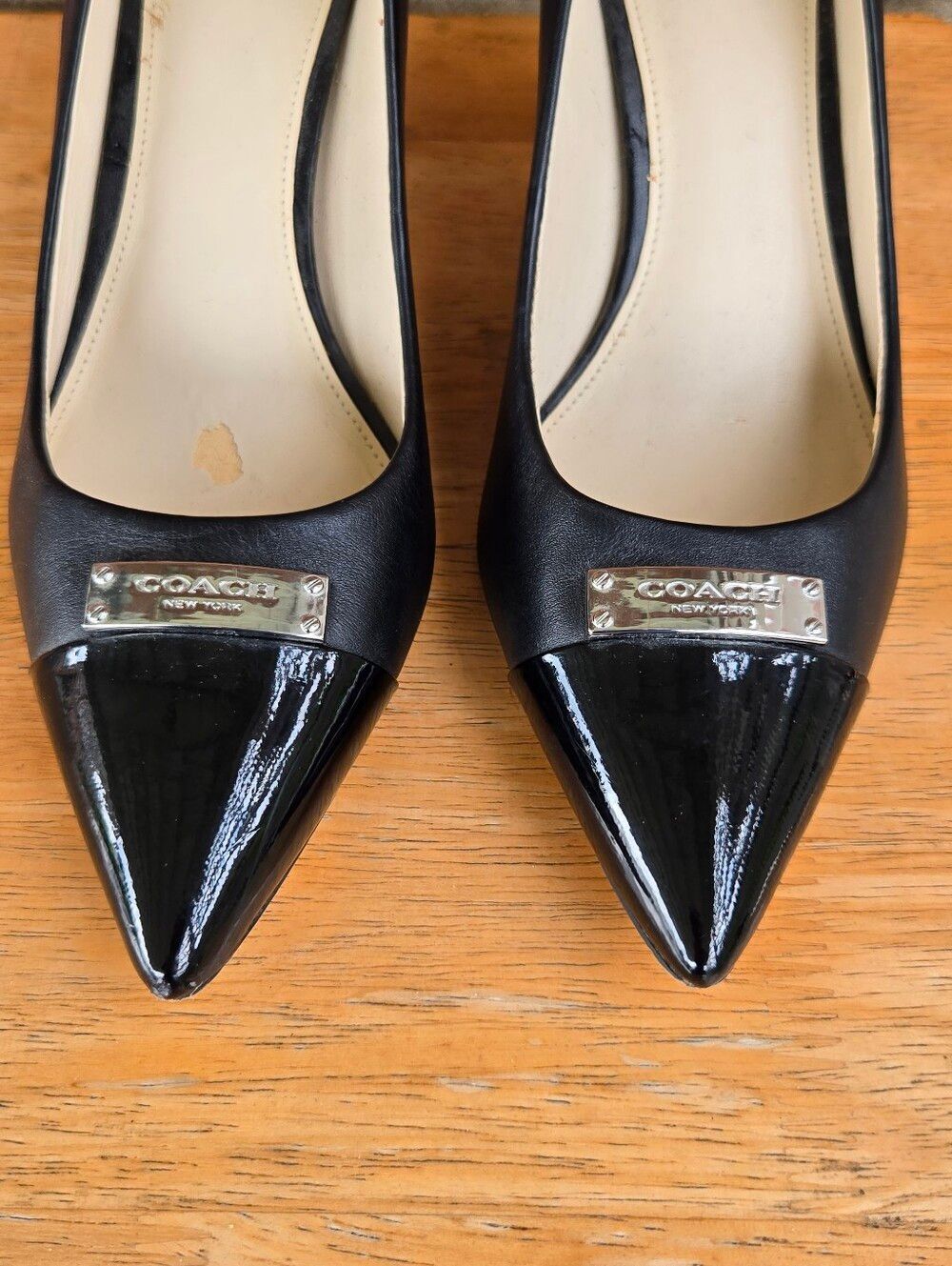 COACH Black Leather Pointed-Toe Heels Office Siren Sleek 9